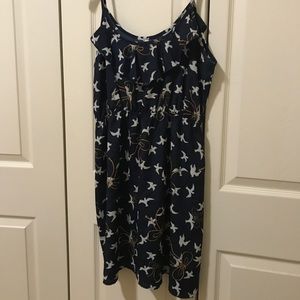 Navy blue dress with white birds